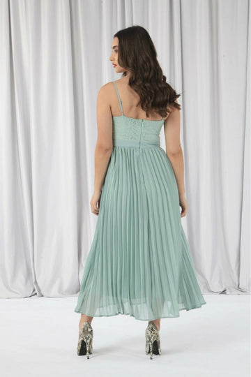 Strappy Pleated Lace Dress Double Second